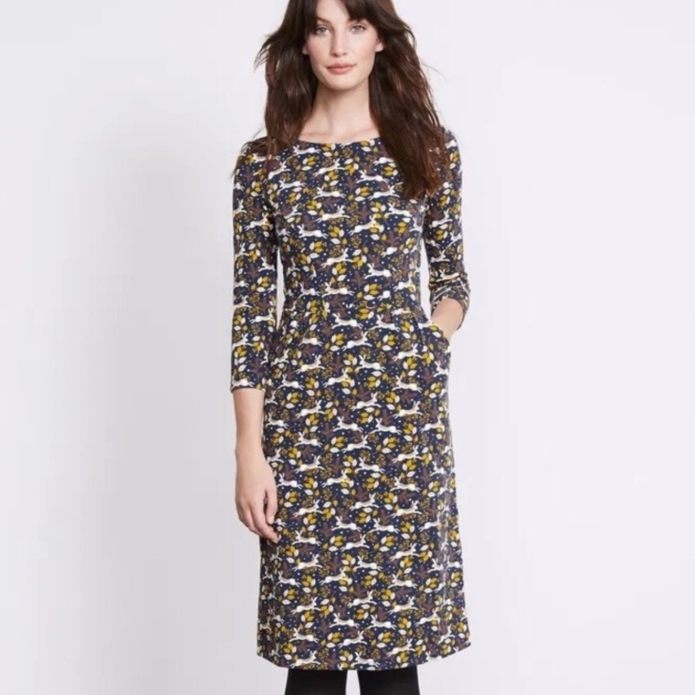Boden 100% Cotton Whimsical Woodland Rabbit Dress